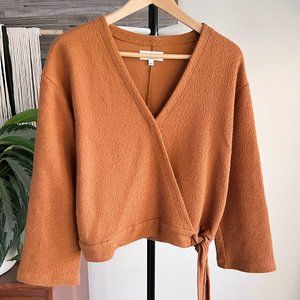 MADEWELL Texture & Thread Brown Cedar Boho Faux Wrap Blouse Top